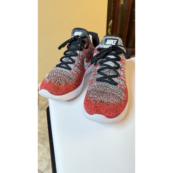 Nike Men Shoes Lunarepic Flyknit Size 8.5M Athletic Running‎ Sneakers Red Gray main image 6